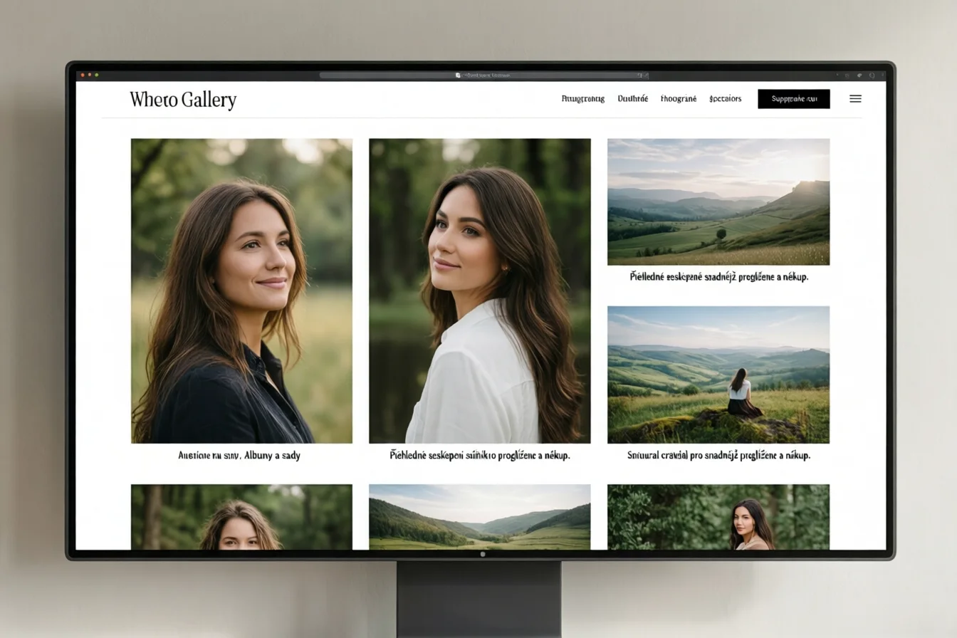 Albumy a sady – Přehled digitální fotogalerie s výraznými a přirozenými snímky na obrazovce.